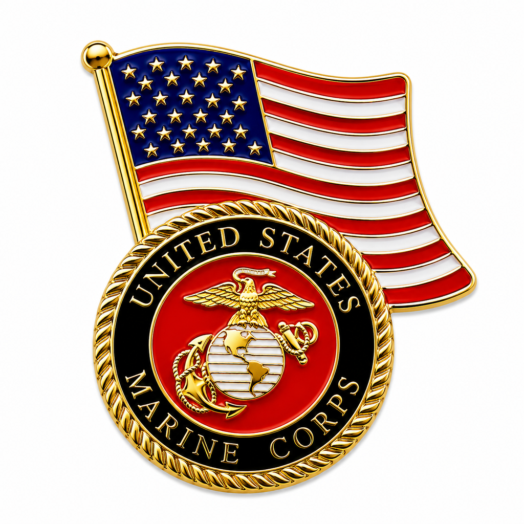 USMC Marine Corps Lapel Pin - American Flag Eagle Globe Anchor EGA Military Hat Pin | Military Hats & Pins