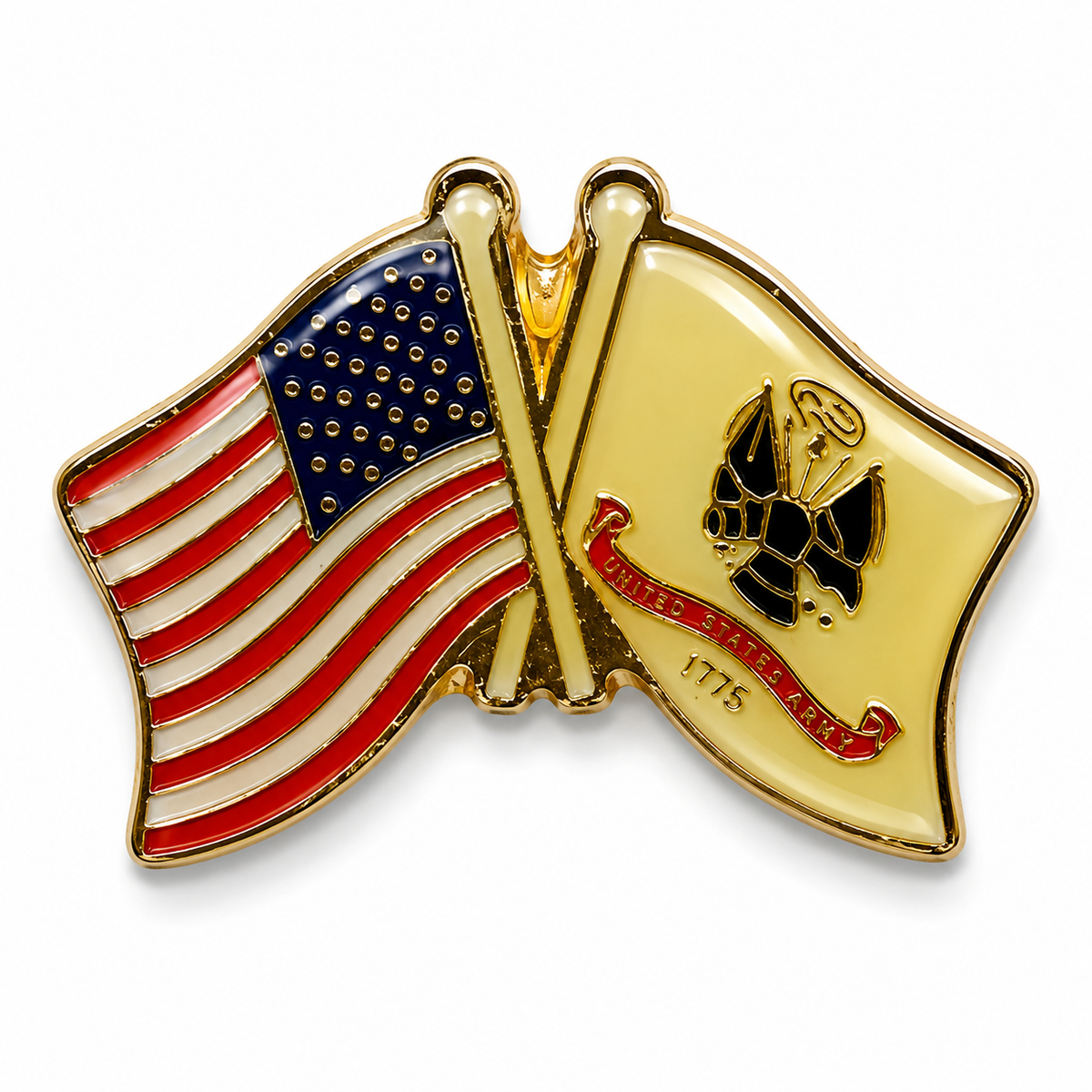 US Army Crossed Flags Lapel Pin American Flag 1775 Emblem | Military Hats & Pins