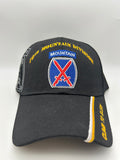 US Army 10th Mountain Division Black Embroidered Military Cap - Adjustable One Size | Military Hats & Pins