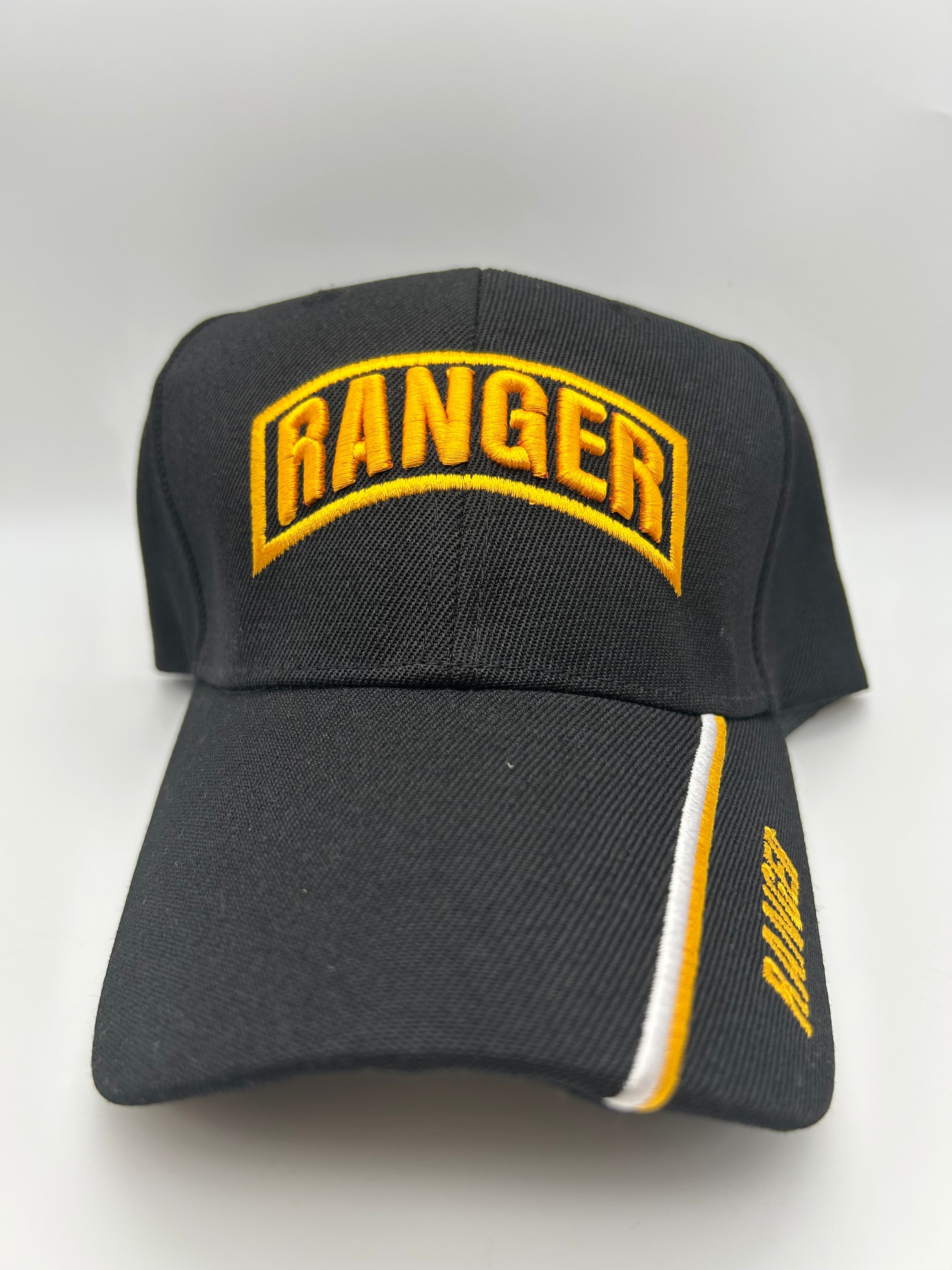 US Army Ranger Black, Embroidered Military Cap - Adjustable One Size | Military Hats & Pins