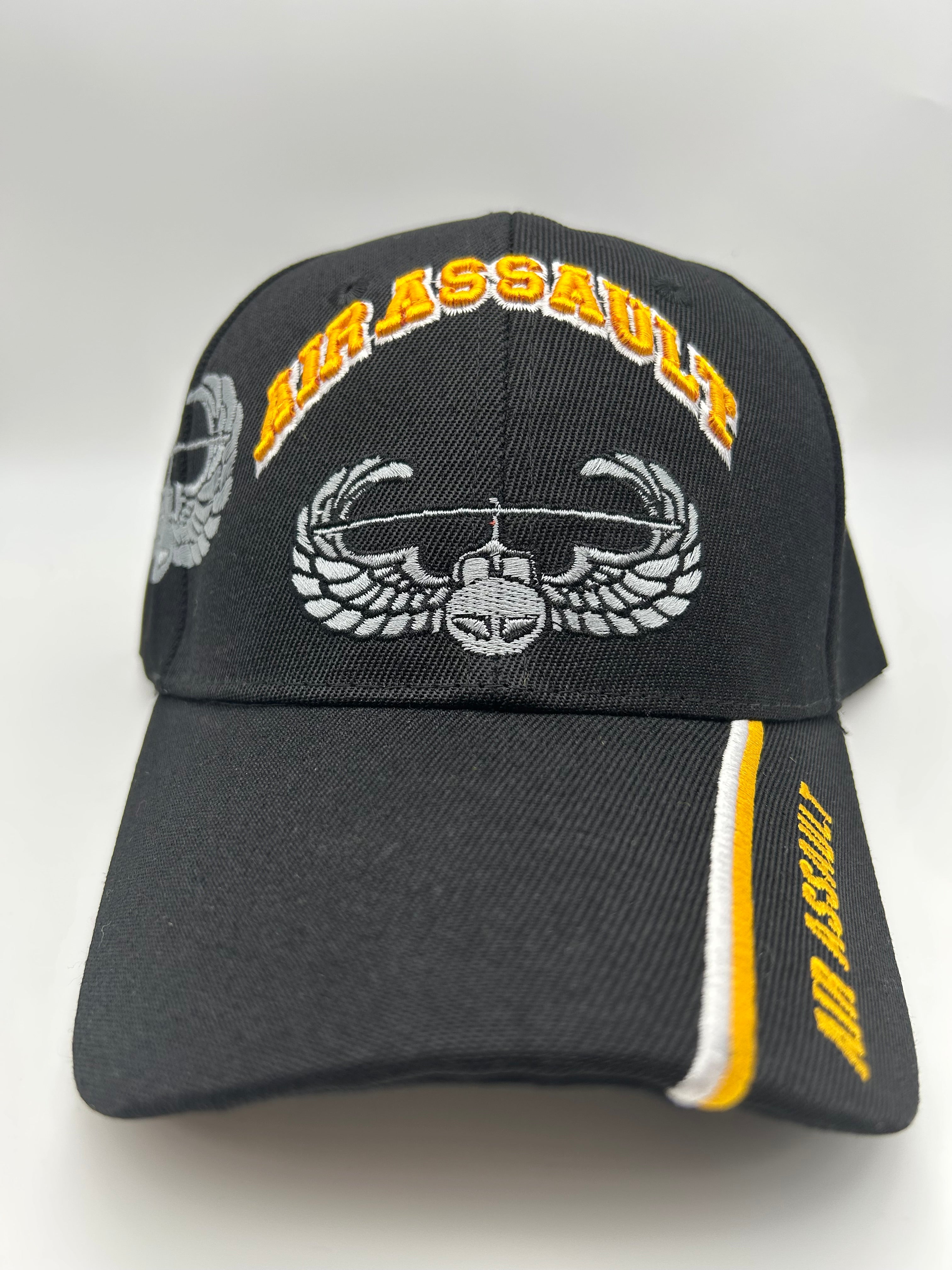 US Army Air Assault Black Embroidered Military Cap -  Adjustable One Size | Military Hats & Pins