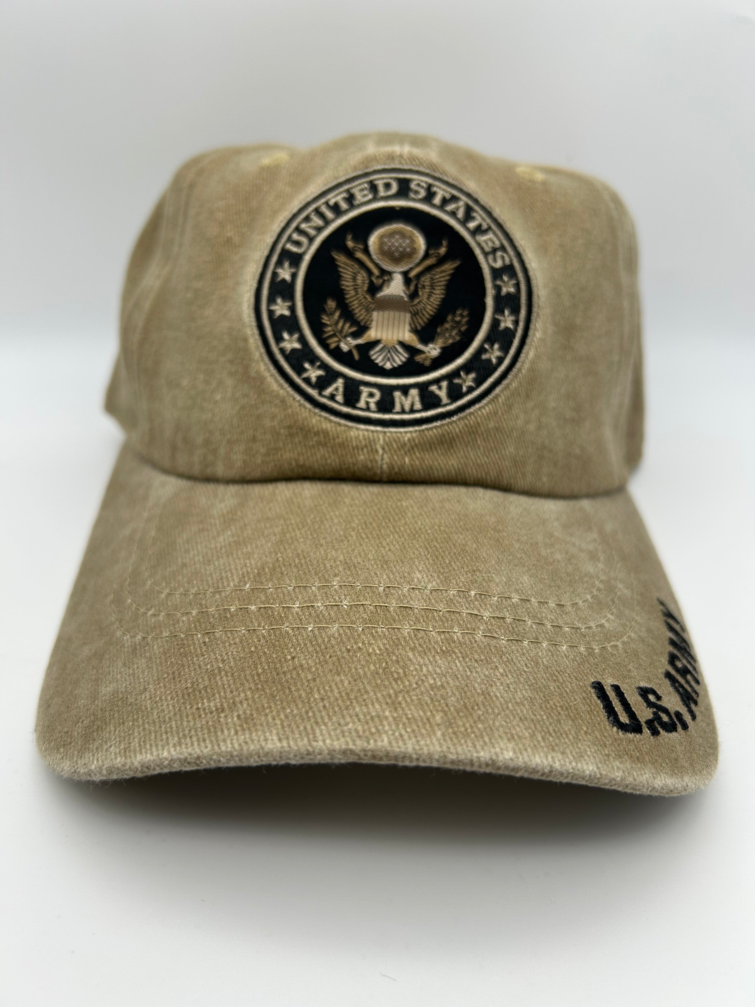 US Army Seal Brown Embroidered Logo - Adjustable One Size Military Cap | Military Hats & Pins
