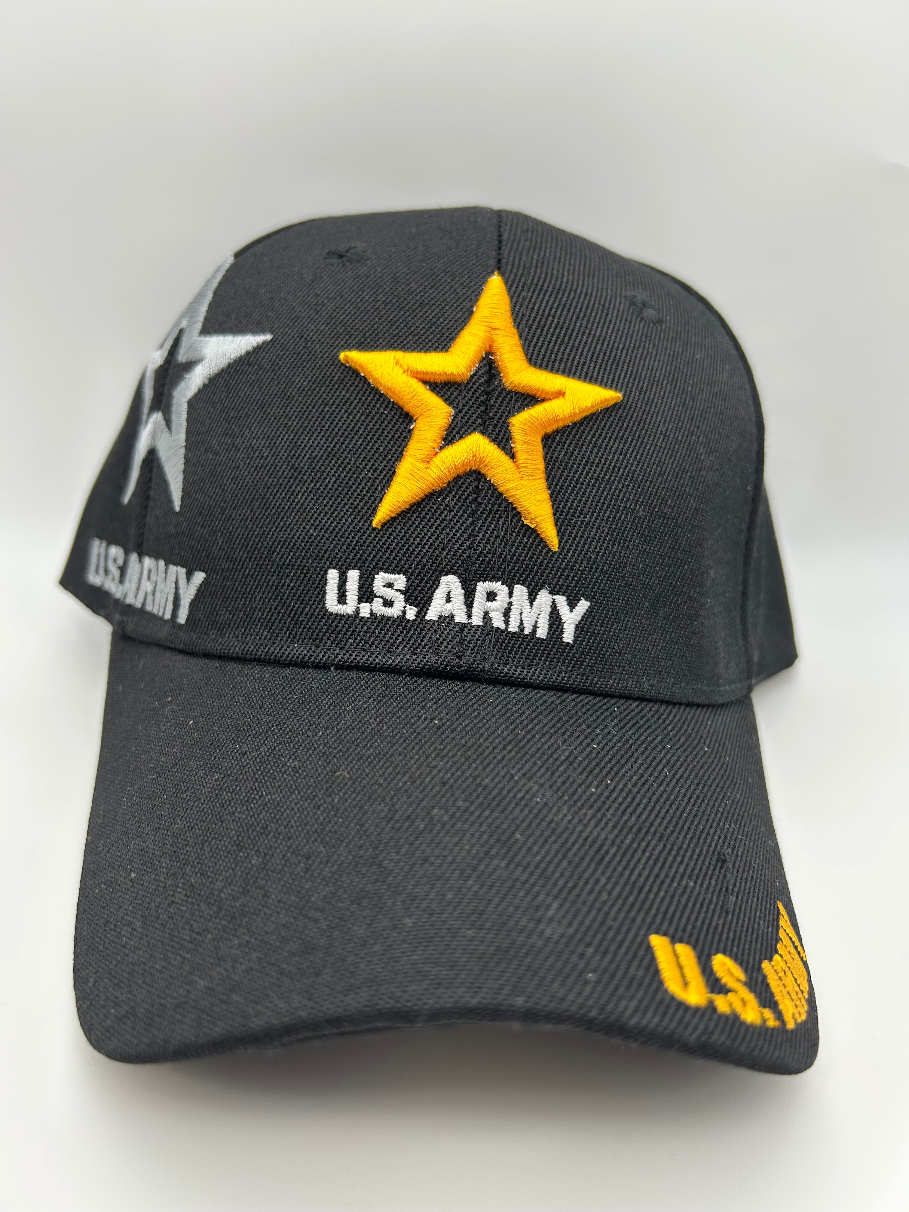 US Army Yellow Star Black Adjustable One Size Military Cap | Military Hats & Pins