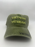 Vietnam Veteran Service Olive Green Washed -  Embroidered Military Cap - Adjustable One Size | Military Hats & Pins