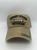 Desert Storm Veteran Khaki Tan Embroidered Military Cap - Adjustable One Size | Military Hats & Pins
