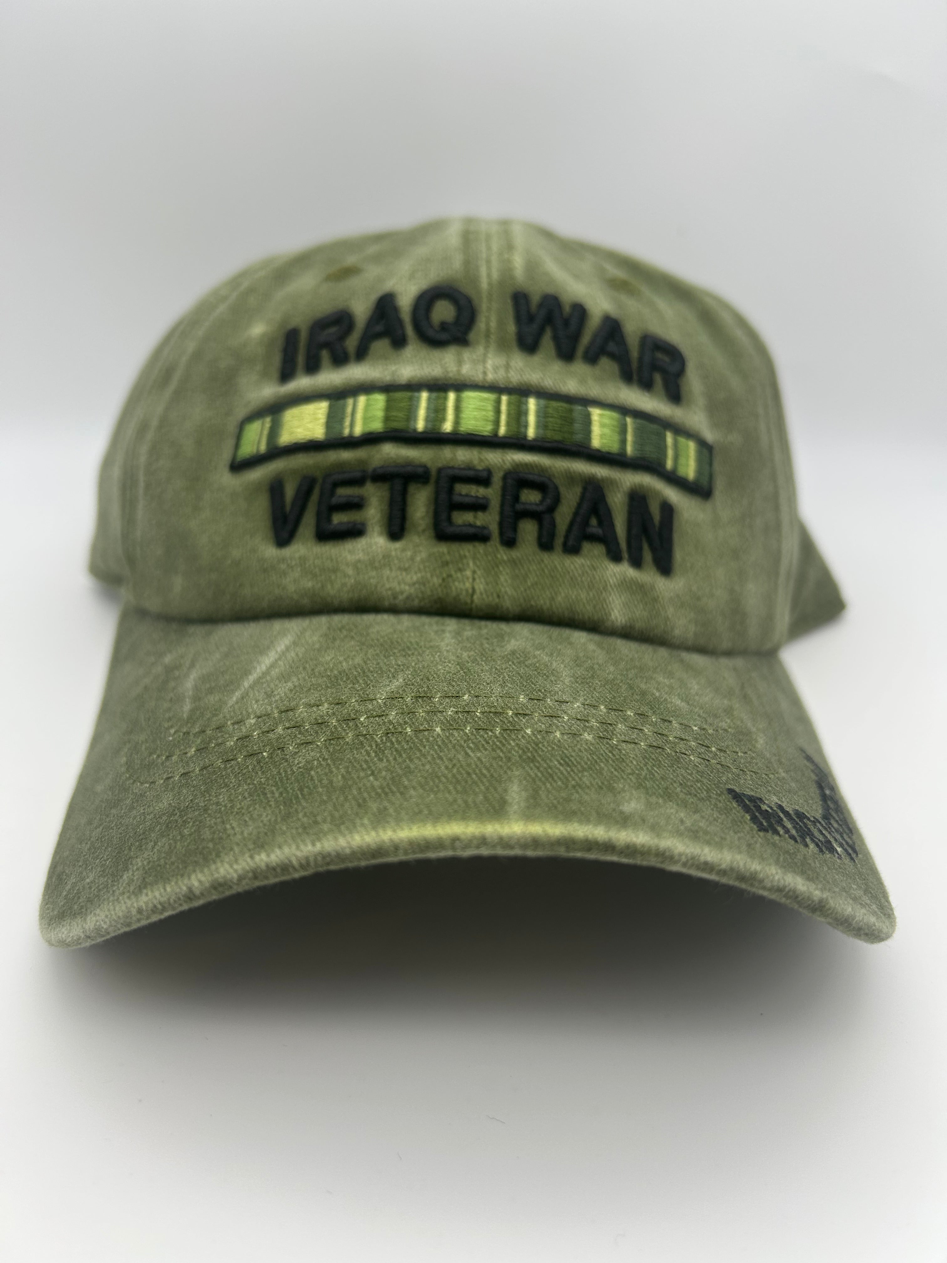 Iraq War Veteran Service Ribbon Bar Olive Green Embroidered Military Cap - Adjustable One Size | Military Hats & Pins
