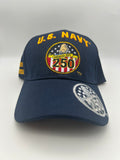 US Navy 250 Navy Blue Embroidered Military Cap - Adjustable One Size | Military Hats & Pins