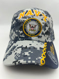 US Navy Eagle Crest Digital Blue Camo Embroidered Military Cap - Adjustable One Size | Military Hats & Pins