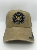 US Navy Seal Brown Washed Embroidered Military Cap - Adjustable One Size | Military Hats & Pins
