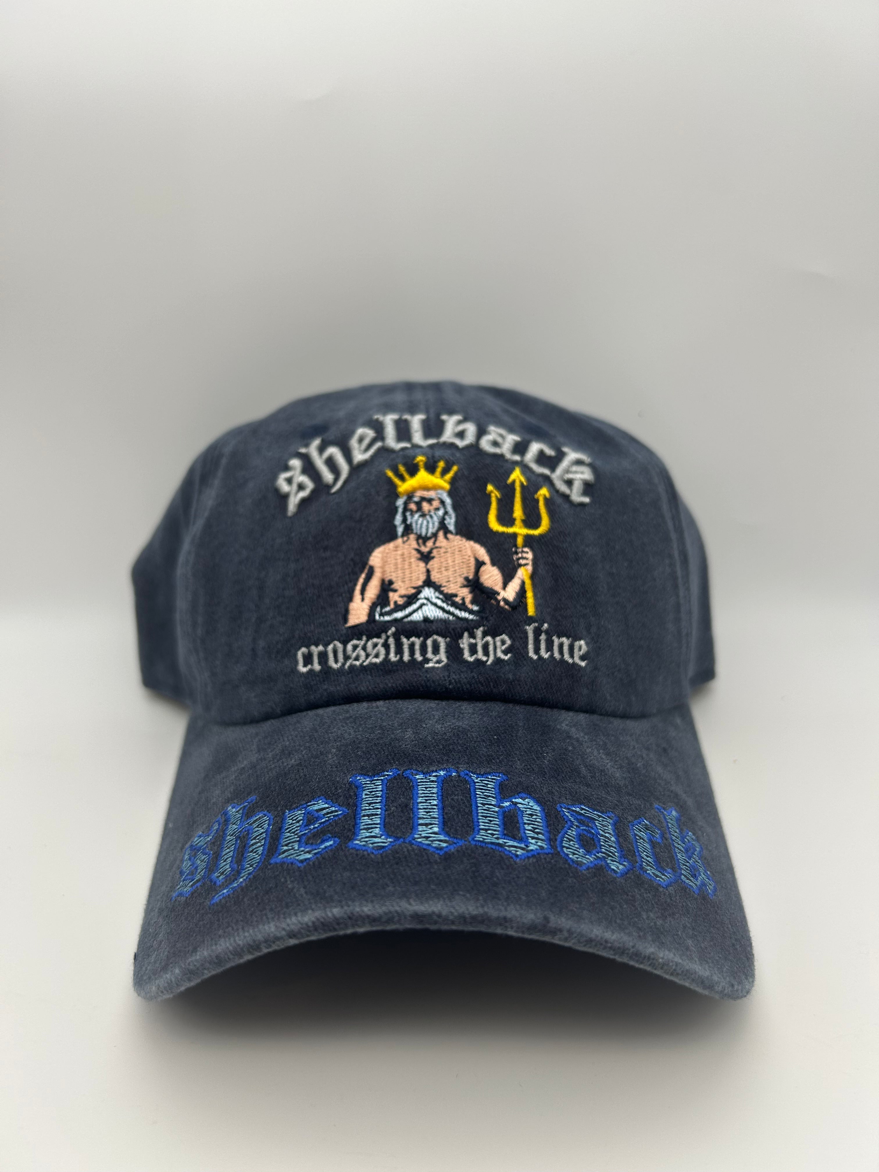 US Navy Shellback Crossing The Line Navy Blue Embroidered Military Cap - Adjustable One Size | Military Hats & Pins