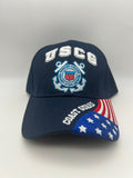 USCG Coast Guard US Flag Bill Navy Blue Embroidered Military Cap - Adjustable One Size | Military Hats & Pins