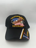 Vietnam Era Veteran Eagle & American Flag Black Embroidered Military Cap - Adjustable One Size | Military Hats & Pins