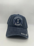 US Air Force Seal Navy Distressed Military Cap - Adjustable One Size | Military Hats & Pins