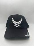 US Air Force Wings Logo Black Embroidered Military Cap - Adjustable One Size | Military Hats & Pins