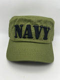 US Navy Olive Green Patrol Hat - Embroidered Military Cap - Adjustable One Size | Military Hats & Pins