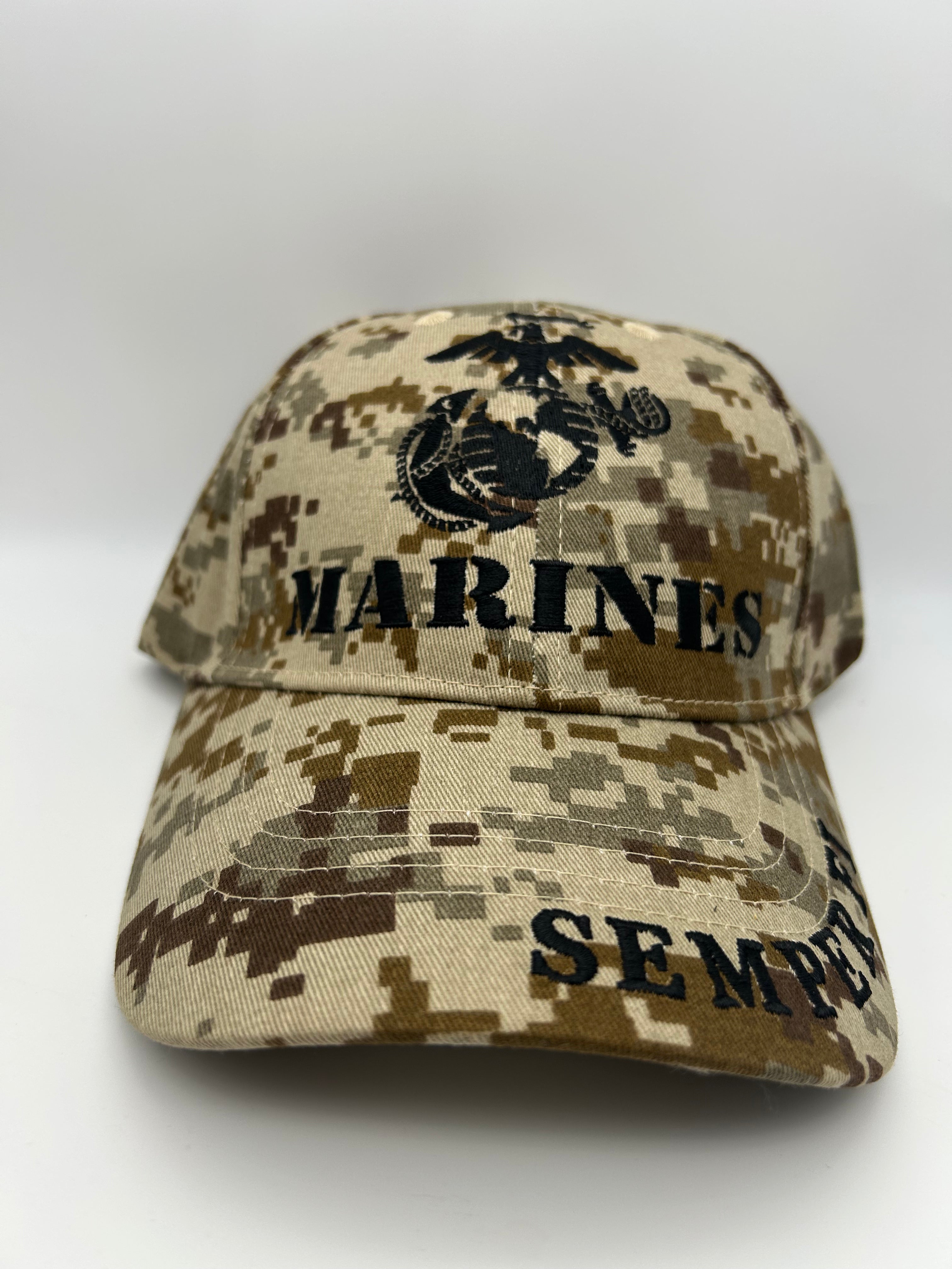 US Marines Brown Digital Camo Cap - Embroidered Military Cap - Adjustable One Size | Military Hats & Pins