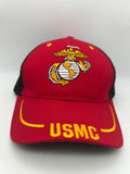 US Marine Corps USMC Red Black Cap - Embroidered Military Cap - Adjustable One Size | Military Hats & Pins