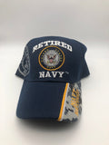 Retired US Navy Military Cap - Navy Blue, Embroidered Logo Adjustable One Size Cap | Military Hats & Pins