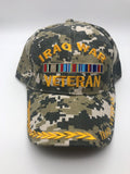Iraq War Veteran Military Cap - Army Green Camouflage, Embroidered Logo, Adjustable One Size Cap | Military Hats & Pins