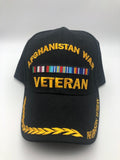 Afghanistan War Military Cap - Black, Embroidered Logo Adjustable One Size Cap | Military Hats & Pins