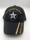 US Army 2nd Infantry Division Military Cap - Black Embroidered Logo, Adjustable One Size Cap | Military Hats & Pins