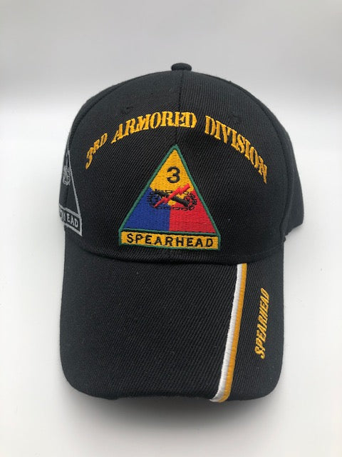 Spearhead 2rd Armored Division Military Cap - Black, Embroidered Logo Adjustable One Size Cap | Military Hats & Pins