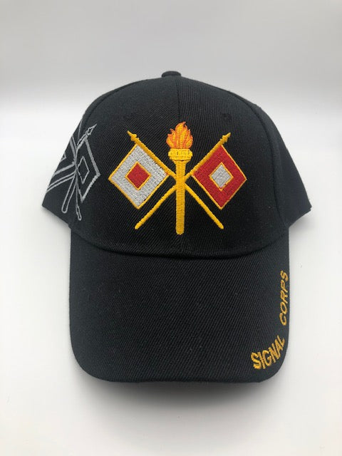 Signal Corps Military Cap – Black, Embroidered Logo, One Size | Military Hats & Pins