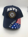 US Navy Military Cap - Navy Blue, Embroidered Logo Adjustable One Size Cap | Military Hats & Pins