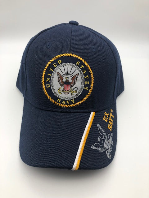 US Navy Military Cap - Navy blue, Embroidered Logo Adjustable One Size Cap | Military Hats & Pins