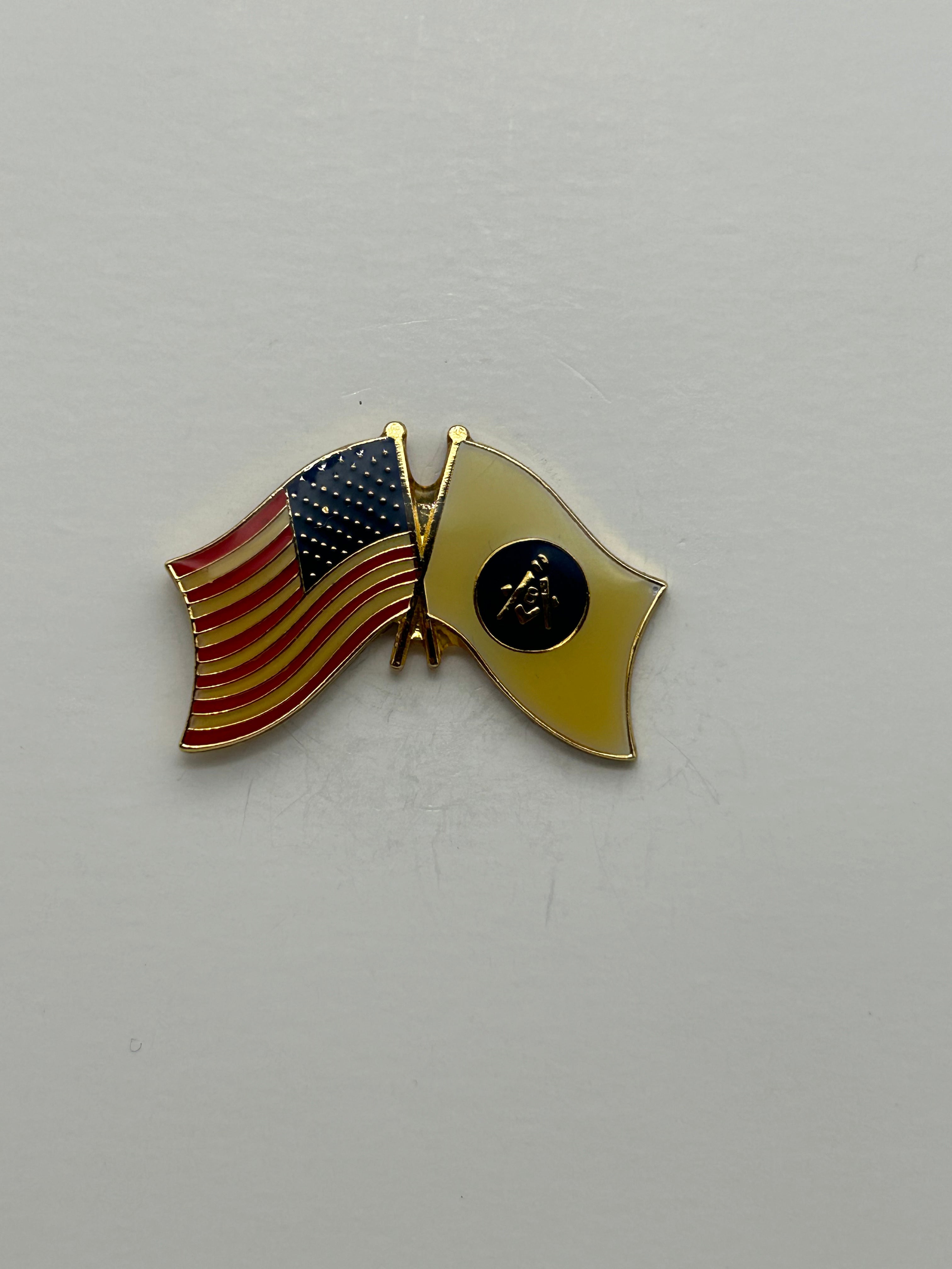 Mason USA Crossed Flag Hat Pin| Military Hats & Pins