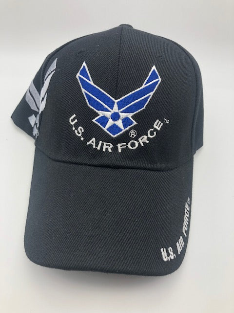 US Air Force Military Cap - Black Embroidered Logo, Adjustable One Size Cap | Military Hats & Pins