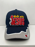 Walk with Jesus Navy Blue - Red Cap  - Adjustable One Size | Military Hats & Pins