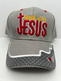 Walk with Jesus Gray - Red Cap - Adjustable One Size | Military Hats & Pins
