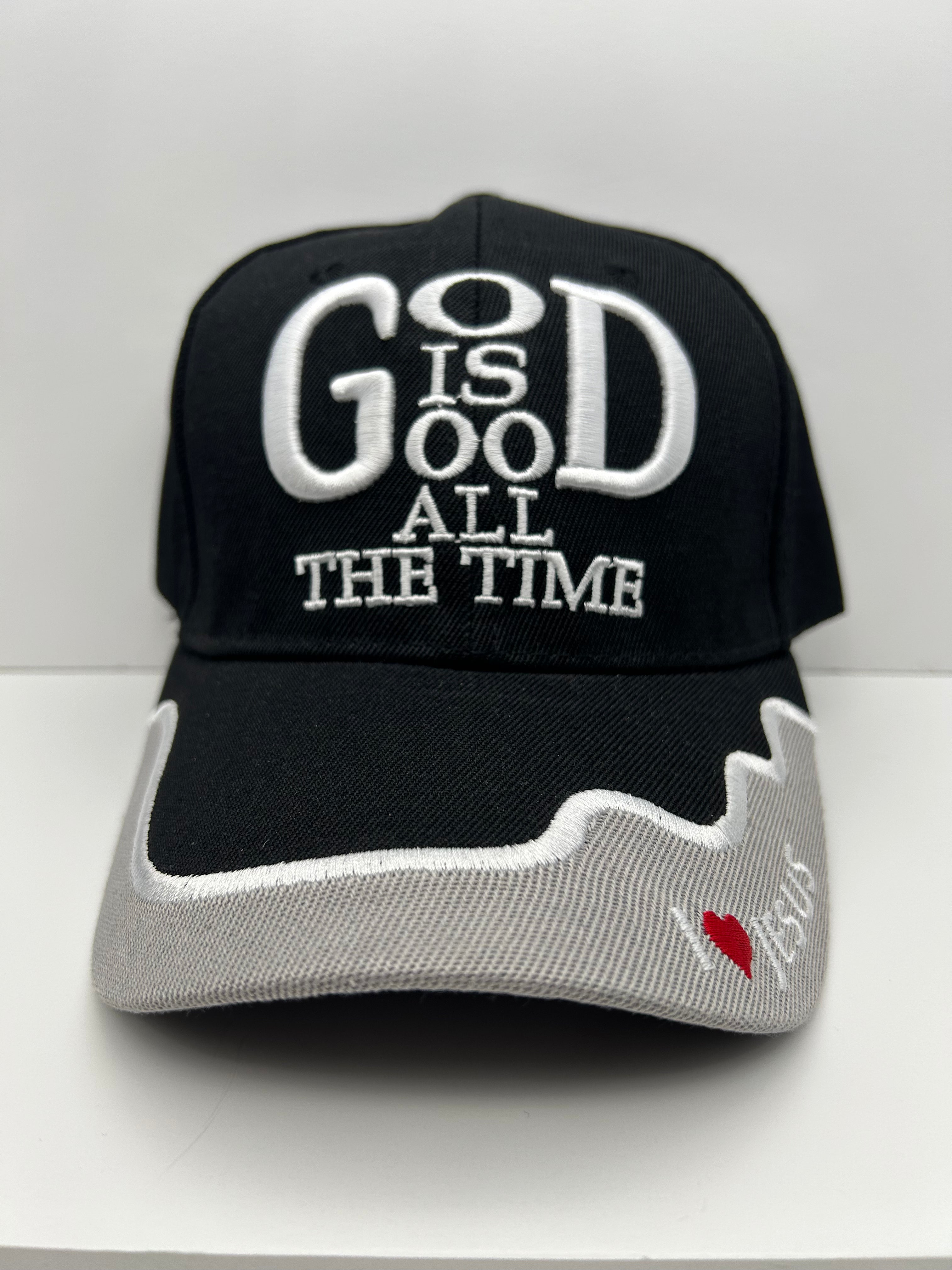 God Is Good All The Time Black Cap - Adjustable One Size | Military Hats & Pins