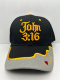 John 3:16 Black Cap - Adjustable One Size | Military Hats & Pins