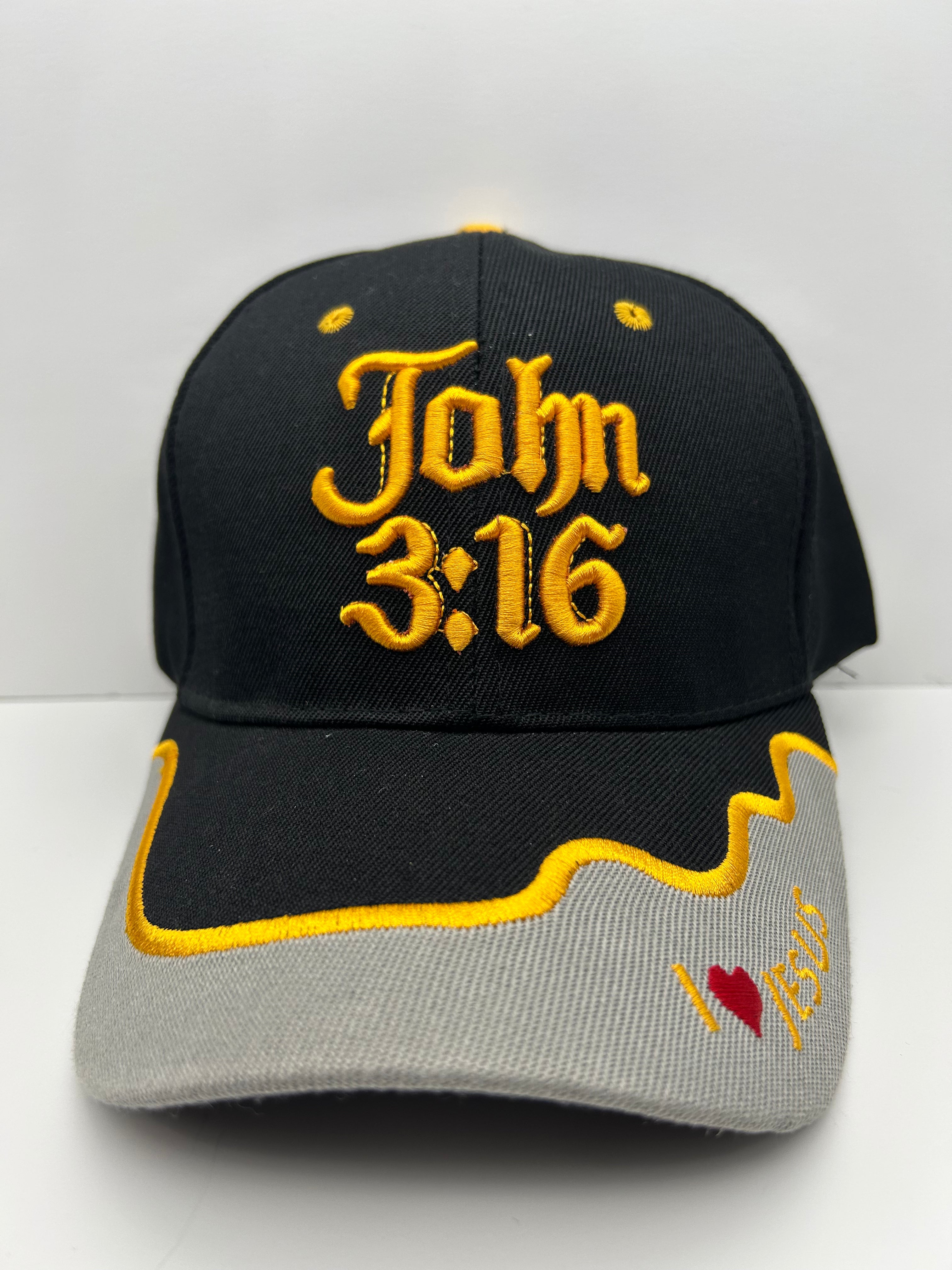 John 3:16 Black Cap - Adjustable One Size | Military Hats & Pins