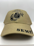 US Marines Corps - Semper FI Brown Embroidered Military Cap - Adjustable One Size | Military Hats & Pins