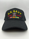 US Navy Vietnam Veteran Service Ribbon - Black Embroidered Military Cap - Adjustable One Size | Military Hats & Pins 1