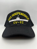 US Navy - USS Independence CV-62 - Black Embroidered Military Cap - Adjustable One Size | Military Hats & Pins 3