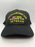 US Veteran Military Hat - Vietnam Desert Storm Veteran - Black Adjustable One Size | Military Hats & Pins