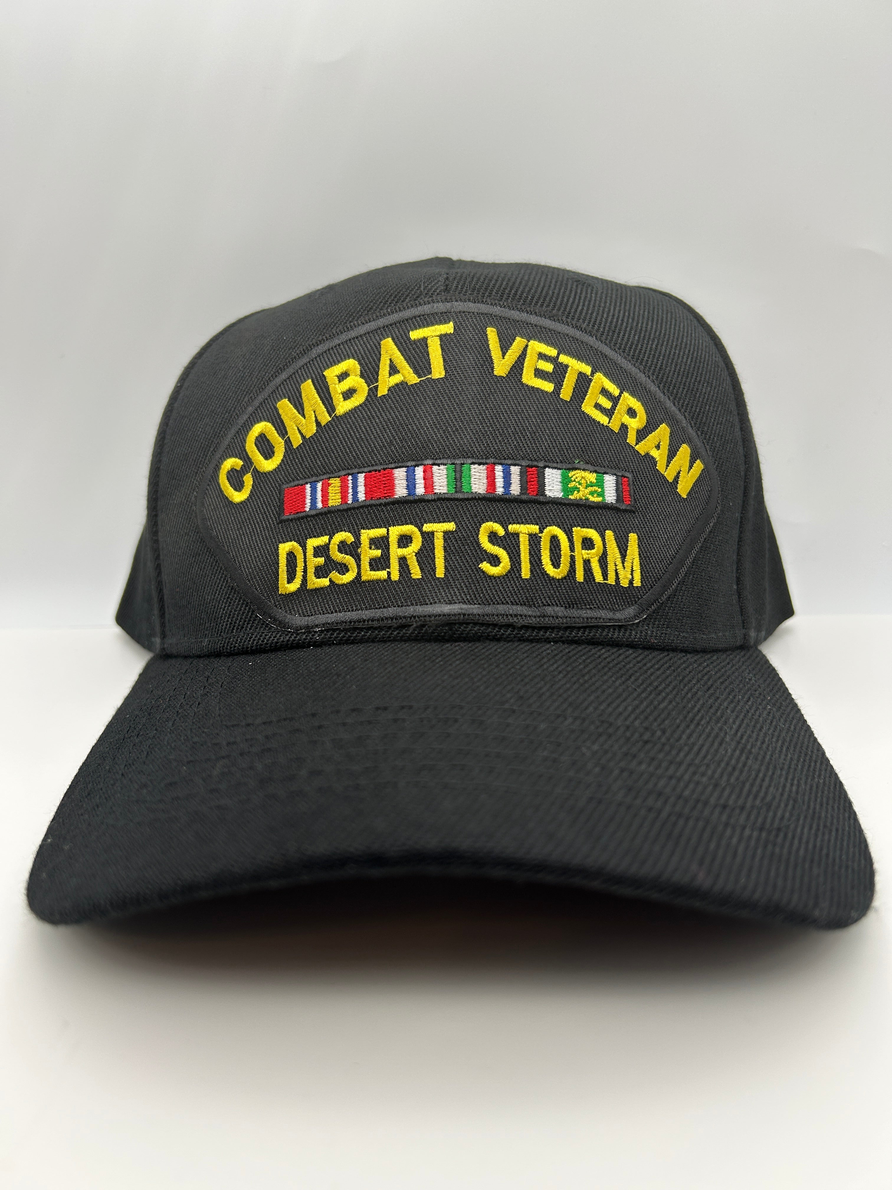 US Veteran Military Hat - Combat Freedom Desert Storm - Black Adjustable One Size | Military Hats & Pins