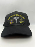 US Navy - Corpsman Black Embroidered Military Cap - Adjustable One Size | Military Hats & Pins 8