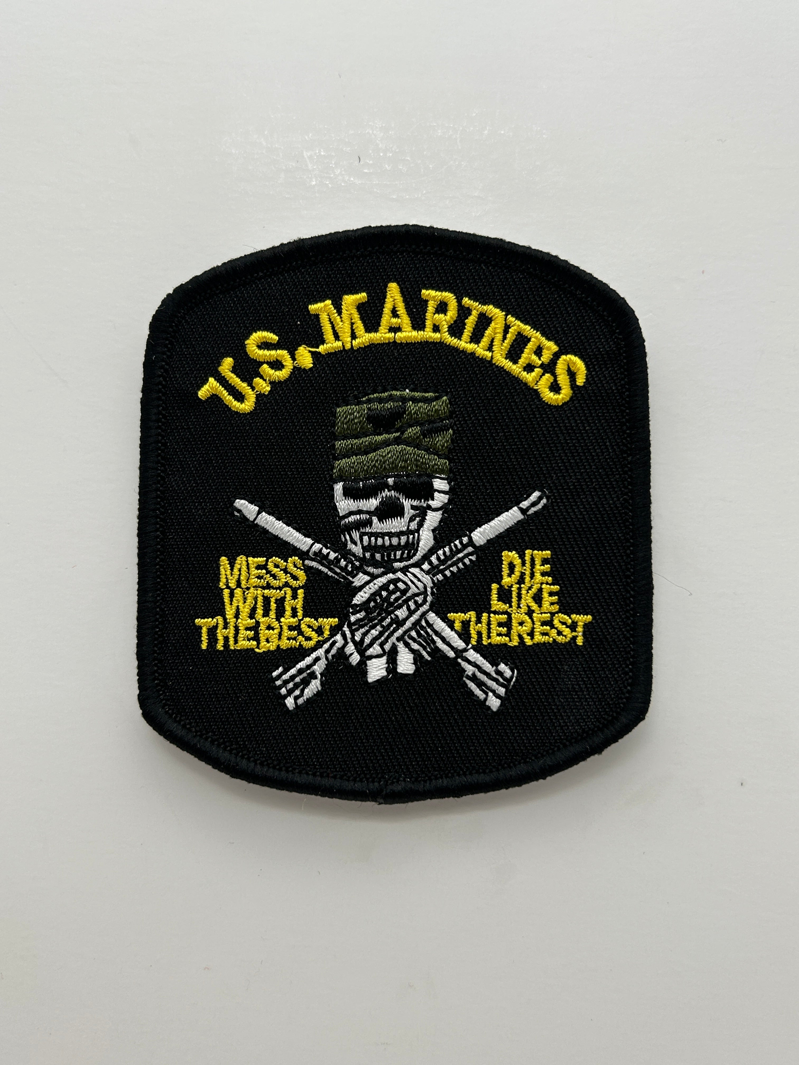 US Marine "Mess with the Best, Die like the Rest" Black Skull Patch | Military Hats & Pins