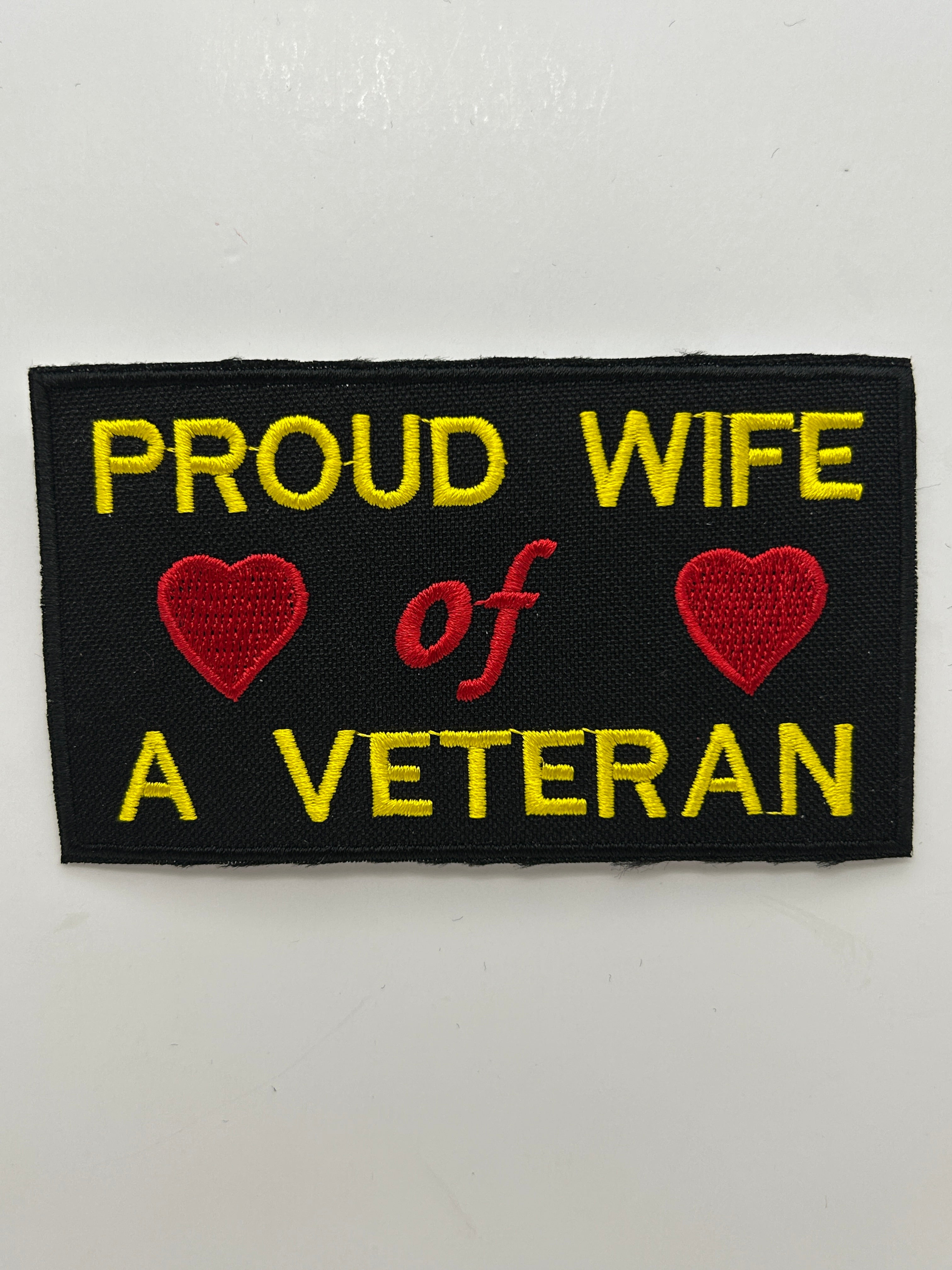 US Marine Proud Wife of a Veteran Black Patch | Military Hats & Pins
