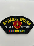 US 3rd Marine Division Vietnam Veteran Black Patch | Military Hats & Pins