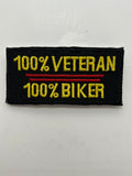 US Veteran Favorites "100% Veteran, 100% Biker". Black Patch | Military Hats & Pins