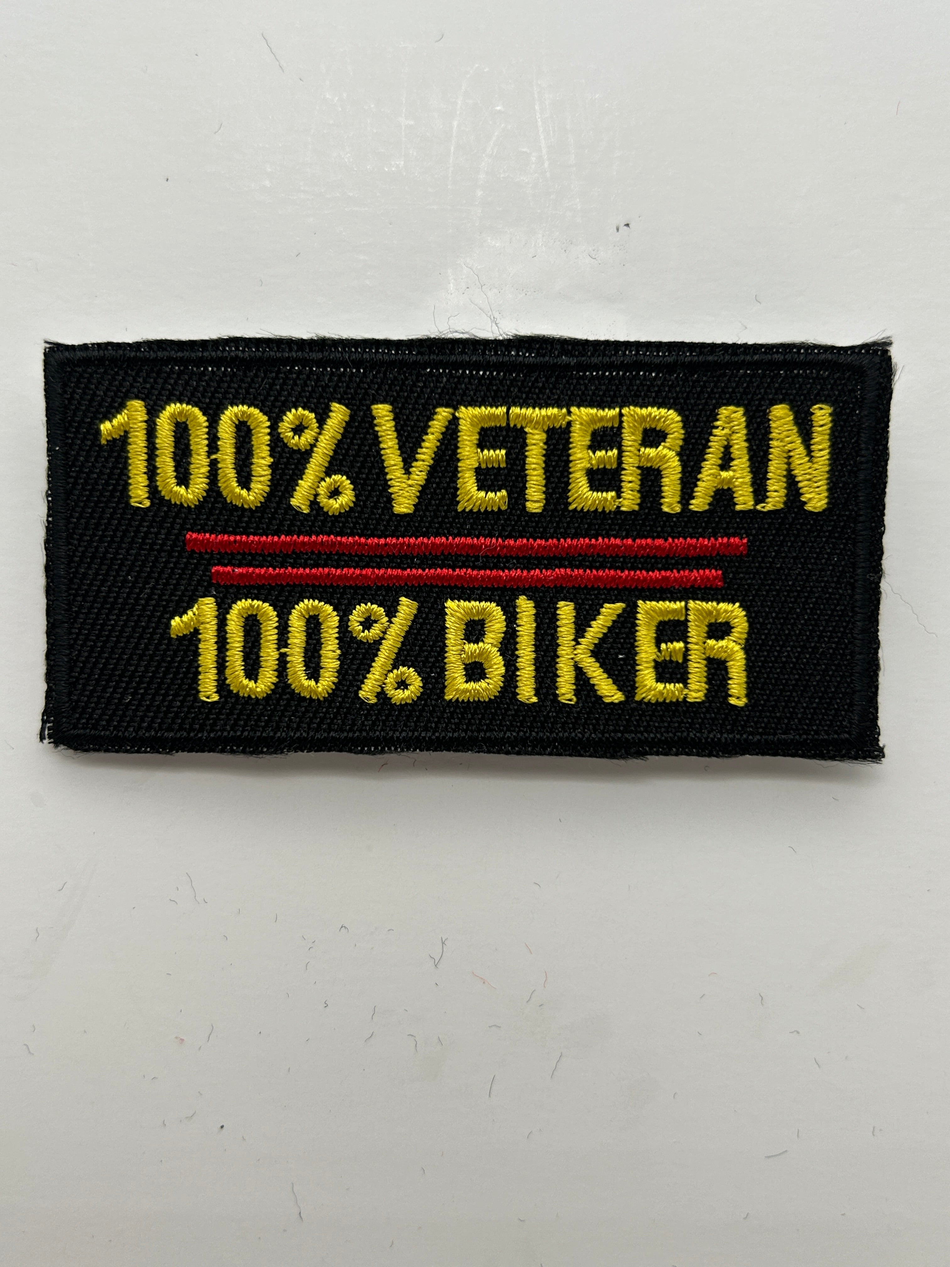 US Veteran Favorites "100% Veteran, 100% Biker". Black Patch | Military Hats & Pins