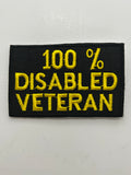 US Veteran Favorites "100% Disabled Veteran" Black Patch | Military Hats & Pins