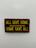 US Veteran Favorites "All Gave Some, Some Gave All" Black Patch | Military Hats & Pins