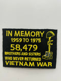 US Veteran Favorites Vietnam War "In memory 1959-1975 (58,479) Black  Patch | Military Hats & Pins